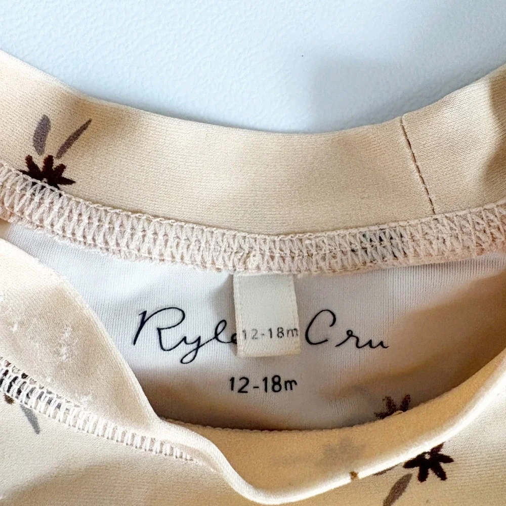 Rylee + Cru Baby Girl Floral Long Sleeve Boho Coastal Rash Guard Swim Top 12-18M